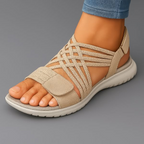 Women's Lightweight Orthopedic Crisscross Elastic Strap Sandals Open Toe Slingback Cushioned Sole Casual Summer Beach Everyday Walking – Sanarita - Lolly 