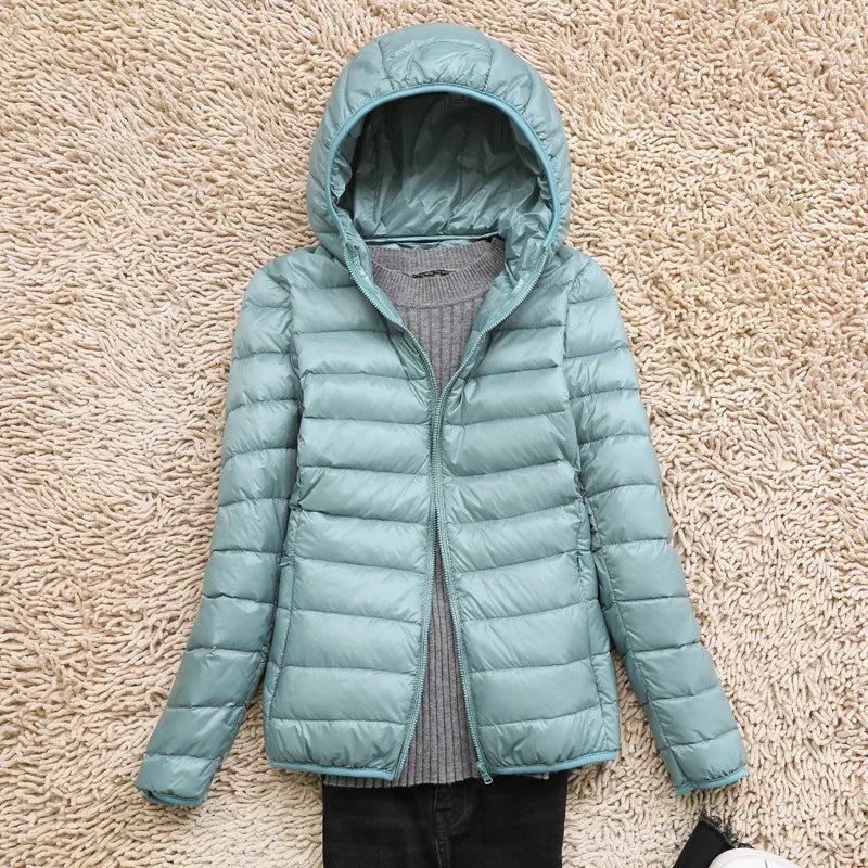 Women's Lightweight Puffer Jacket Hooded Packable Winter Quilted Coat - Lolly 
