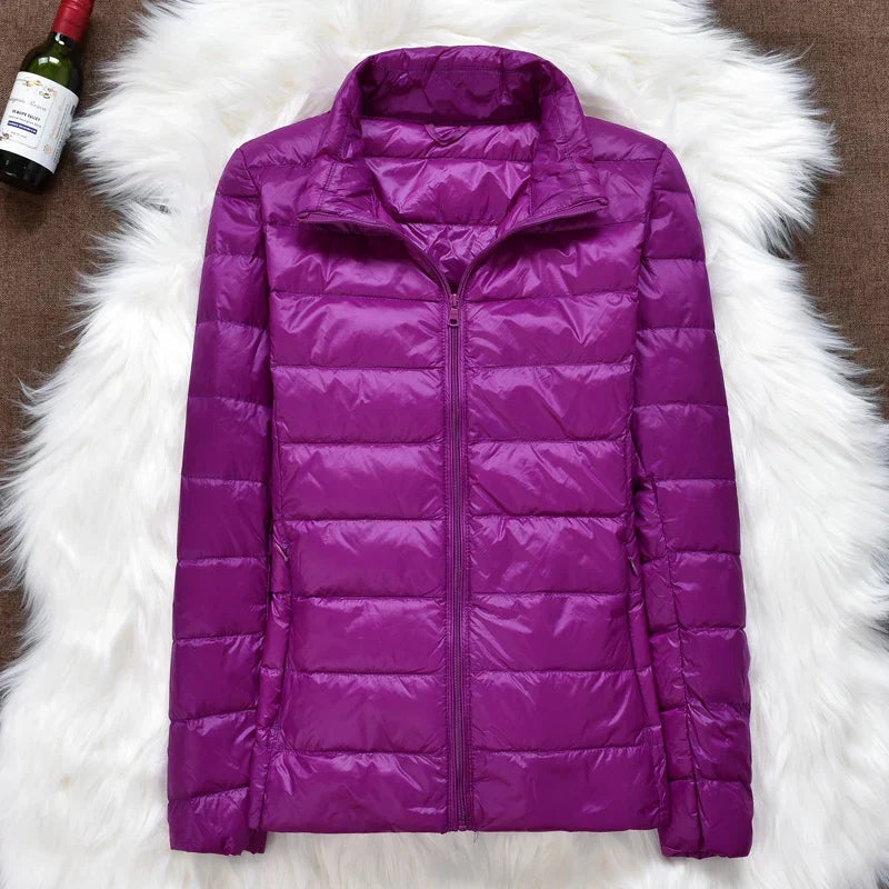 Women's Lightweight Puffer Jacket Hooded Packable Winter Quilted Coat - Lolly 