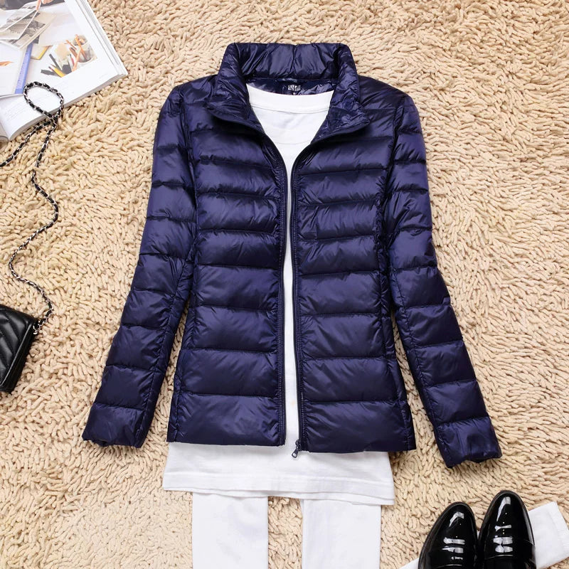 Women's Lightweight Puffer Jacket Hooded Packable Winter Quilted Coat - Lolly 