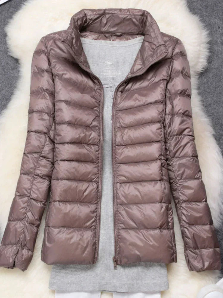 Women's Lightweight Puffer Jacket Hooded Packable Winter Quilted Coat - Lolly 