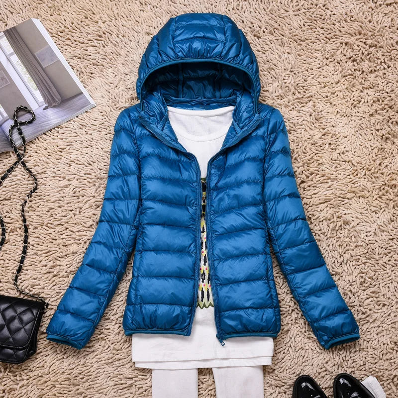 Women's Lightweight Puffer Jacket Hooded Packable Winter Quilted Coat - Lolly 