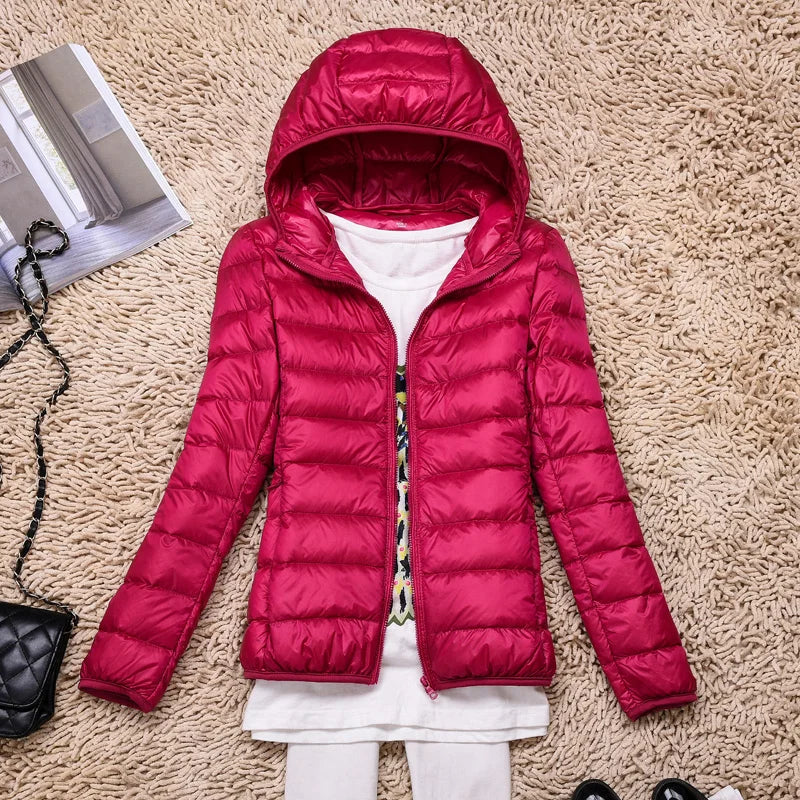 Women's Lightweight Puffer Jacket Hooded Packable Winter Quilted Coat - Lolly 