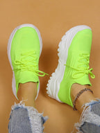 Women's Minimalist Thick Sole Orthopedic Shoes Lace-Up Platform Round Toe Casual Sport – White - Lolly 