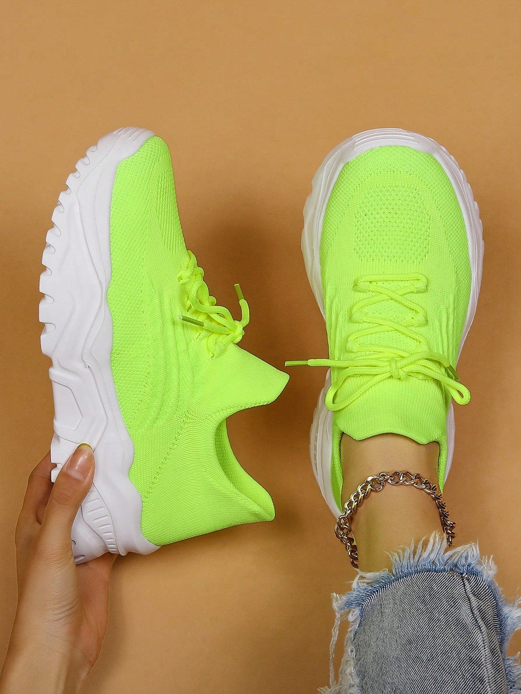 Women's Minimalist Thick Sole Orthopedic Shoes Lace-Up Platform Round Toe Casual Sport – White - Lolly 