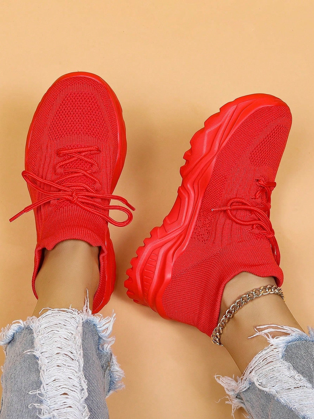Women's Minimalist Thick Sole Orthopedic Shoes Lace-Up Platform Round Toe Casual Sport – White - Lolly 