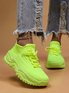 Women's Minimalist Thick Sole Orthopedic Shoes Lace-Up Platform Round Toe Casual Sport – White - Lolly 