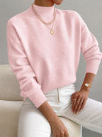 Women's Mock Turtleneck Sweater Long Sleeve Soft Knit Pullover Casual Winter - Lolly 