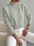 Women's Mock Turtleneck Sweater Long Sleeve Soft Knit Pullover Casual Winter - Lolly 