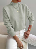 Women's Mock Turtleneck Sweater Relaxed Fit Long Sleeve Pullover Casual Winter Knit - Lolly 