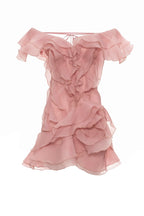 Women's Off-Shoulder Ruffled V-Neck Mini Dress Formal Party  Bridal Shower Date Night Vacation – Jazlyn - Lolly 