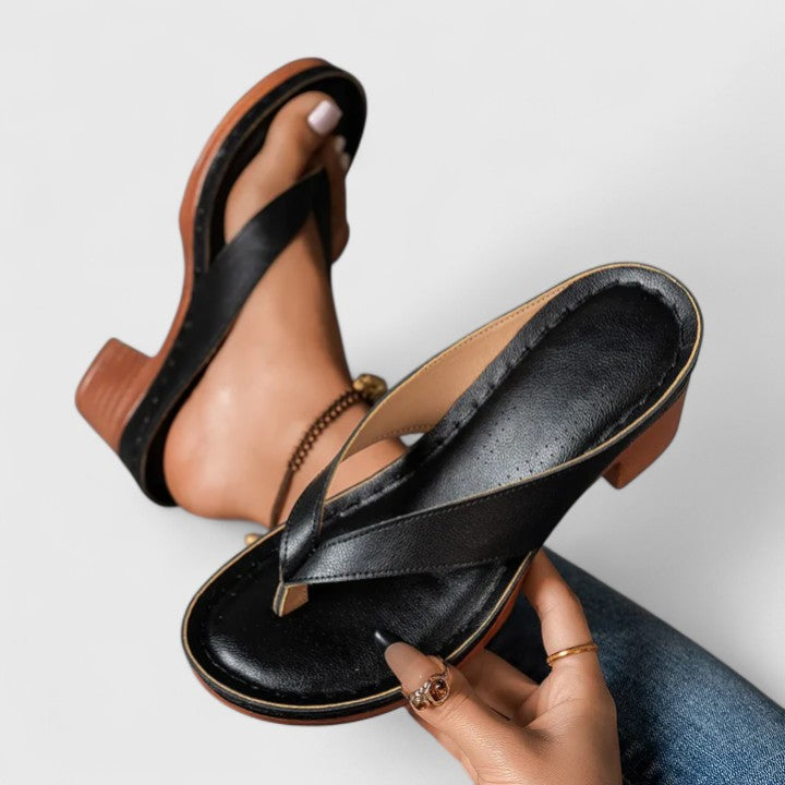 Women's Orthopedic Block Heel Sandals Thong Toe Ergonomic Footbed Shock-Absorbing Casual Summer Beach Vacation Everyday Comfortable Walking – Jazrielle - Lolly 