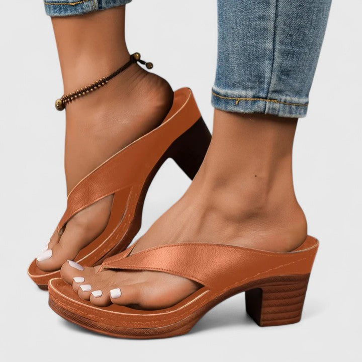 Women's Orthopedic Block Heel Sandals Thong Toe Ergonomic Footbed Shock-Absorbing Casual Summer Beach Vacation Everyday Comfortable Walking – Jazrielle - Lolly 