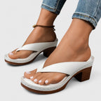 Women's Orthopedic Block Heel Sandals Thong Toe Ergonomic Footbed Shock-Absorbing Casual Summer Beach Vacation Everyday Comfortable Walking – Jazrielle - Lolly 