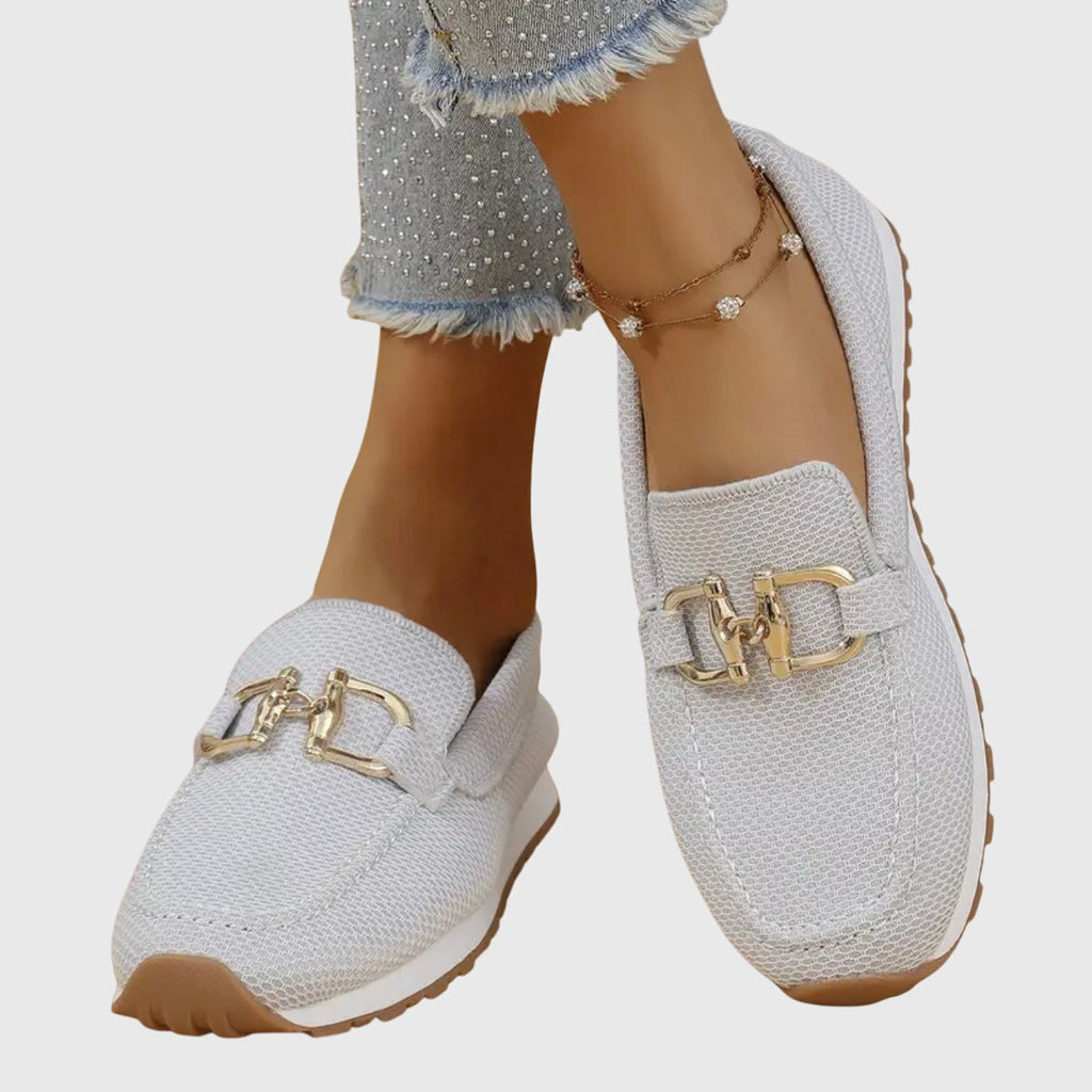 Women's Orthopedic Breathable Loafers Gold Horsebit Detail Lightweight Slip-On – Susana - Lolly 