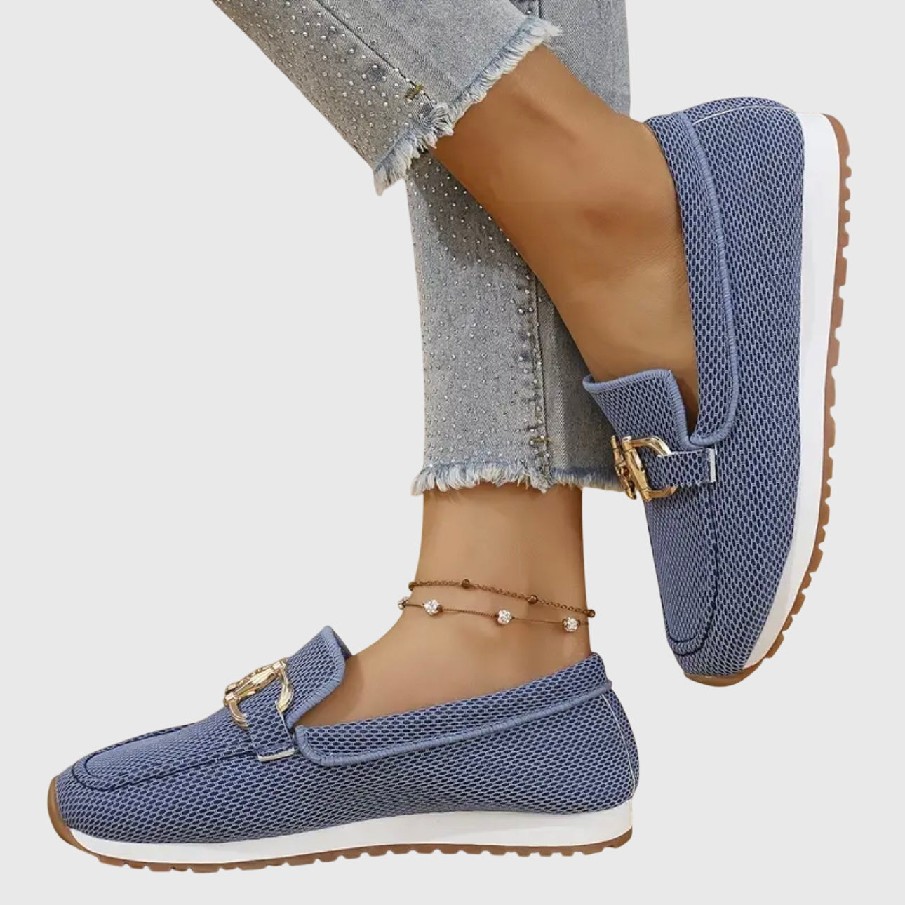 Women's Orthopedic Breathable Loafers Gold Horsebit Detail Lightweight Slip-On – Susana - Lolly 
