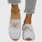 Women's Orthopedic Breathable Loafers Gold Horsebit Detail Lightweight Slip-On – Susana - Lolly 