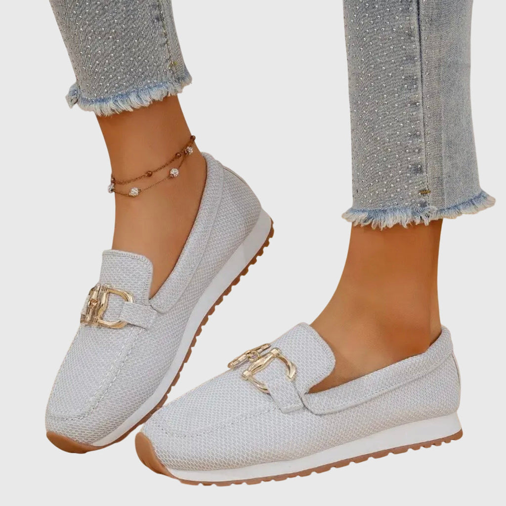Women's Orthopedic Breathable Loafers Gold Horsebit Detail Lightweight Slip-On – Susana - Lolly 