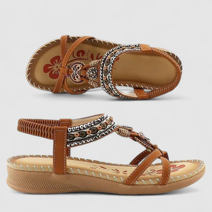 Women's Orthopedic Flat Sandals Stability Sole Heel Cap Smart Toe Box All-Day Comfort – Maryna - Lolly 