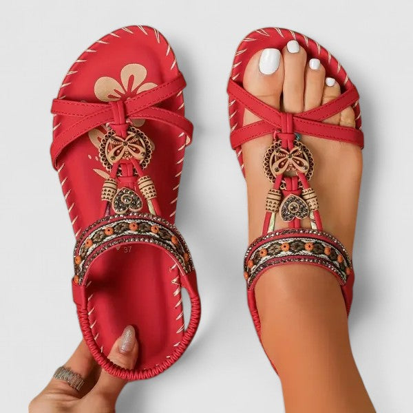 Women's Orthopedic Flat Sandals Stability Sole Heel Cap Smart Toe Box All-Day Comfort – Maryna - Lolly 