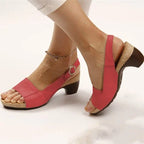 Women's Orthopedic Heeled Sandals Block Heel Arch Support Open Toe Casual Formal Summer Shoes – Marley Elegance - Lolly 