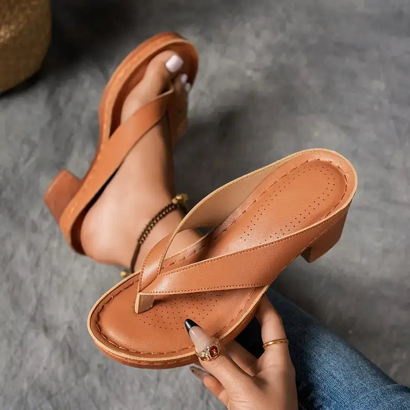 Women's Orthopedic Heeled Slippers Open Toe Ankle Strap Cushioned Support Casual Elegant – Marilyn - Lolly 
