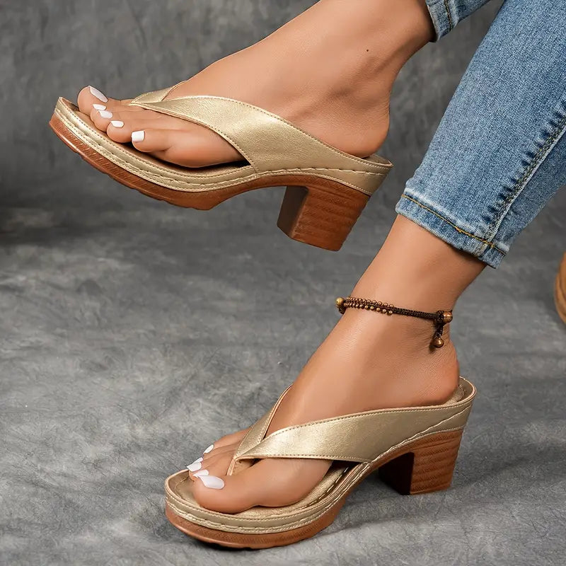 Women's Orthopedic Heeled Slippers Open Toe Ankle Strap Cushioned Support Casual Elegant – Marilyn - Lolly 