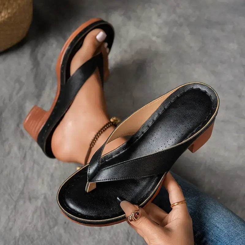 Women's Orthopedic Heeled Slippers Open Toe Ankle Strap Cushioned Support Casual Elegant – Marilyn - Lolly 