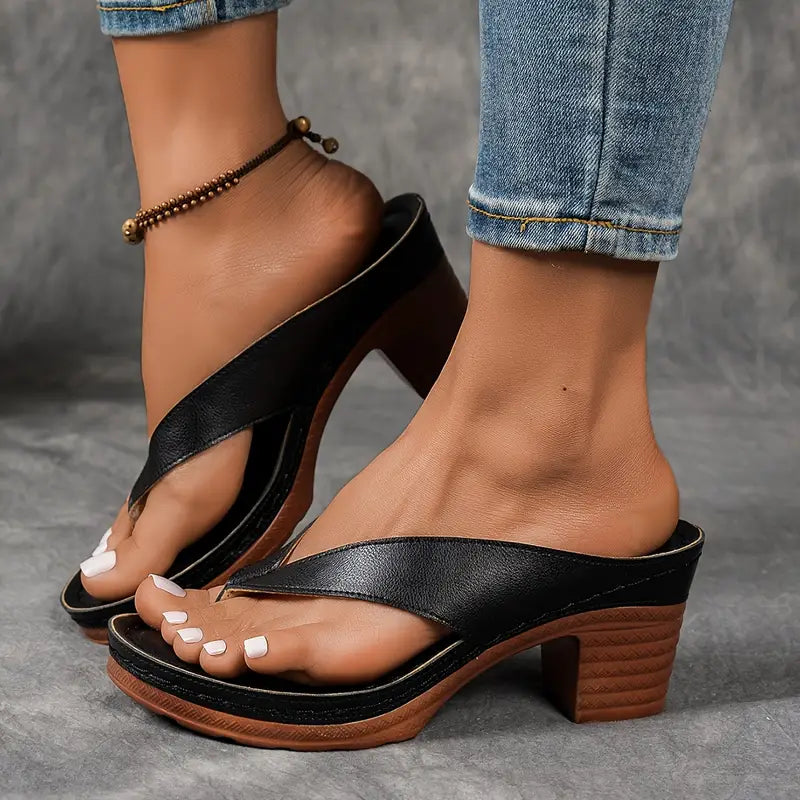 Women's Orthopedic Heeled Slippers Open Toe Ankle Strap Cushioned Support Casual Elegant – Marilyn - Lolly 