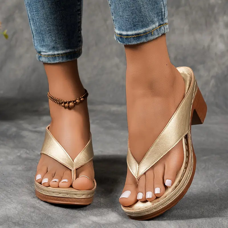 Women's Orthopedic Heeled Slippers Open Toe Ankle Strap Cushioned Support Casual Elegant – Marilyn - Lolly 