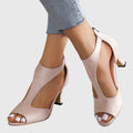 Women's Orthopedic Heels Cushioned Ankle Strap Peep Toe Elegant All-Day Support – Delfina - Lolly 