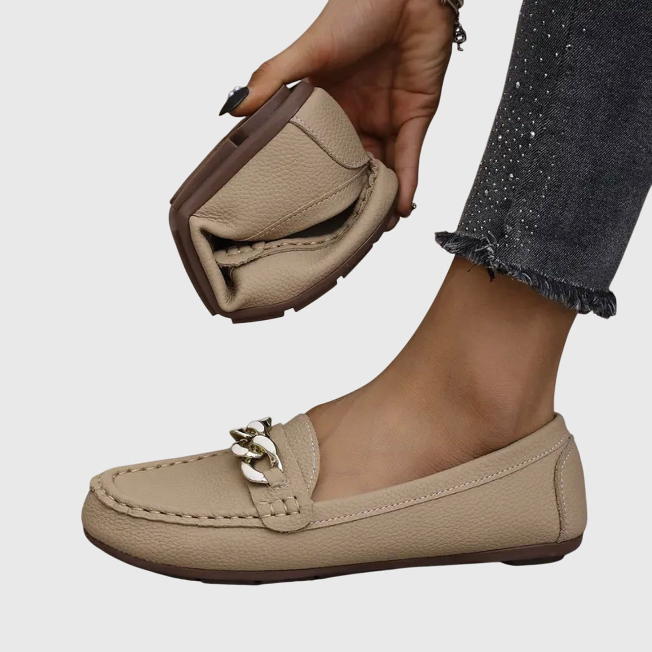 Women's Orthopedic Loafers Cushioned Insole Gold Chain Detail Luxury Everyday Flat – Melissa - Lolly 