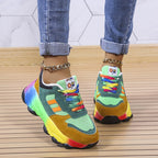 Women's Orthopedic Rainbow Chunky Sneakers Colorful Lace-Up Arch Support Casual Everyday Shoes – Marley - Lolly 