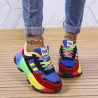 Women's Orthopedic Rainbow Chunky Sneakers Colorful Lace-Up Arch Support Casual Everyday Shoes – Marley - Lolly 