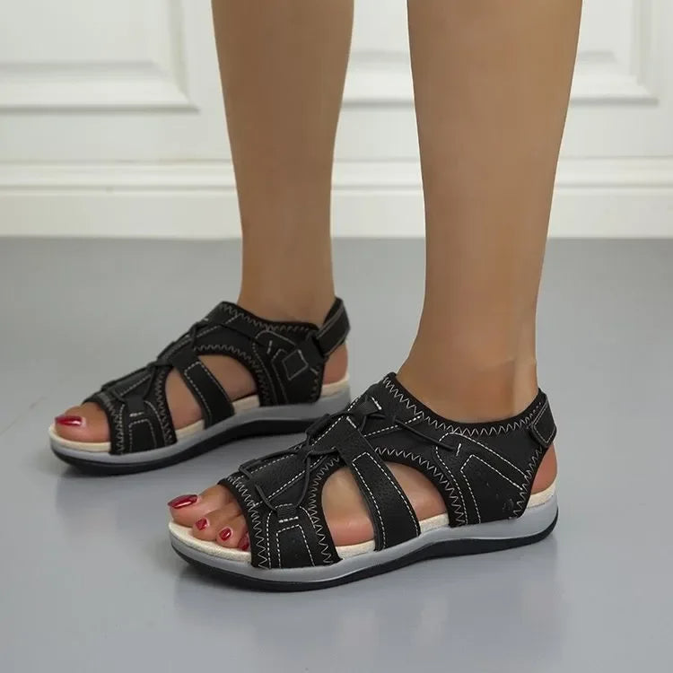 Women's Orthopedic Sandals Adjustable Strap Open Toe Cushioned Sole Comfortable Summer Walking - Lolly 