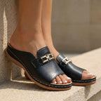 Women's Orthopedic Slip-On Sandals Buckle Detail Block Heel Casual Summer – Kylie - Lolly 