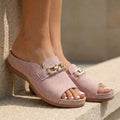 Women's Orthopedic Slip-On Sandals Buckle Detail Block Heel Casual Summer – Kylie - Lolly 