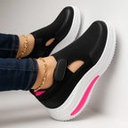 Women's Orthopedic Slip-On Walking Shoes Velcro Breathable Arch Support Casual Everyday Comfort Shoes - Lolly 