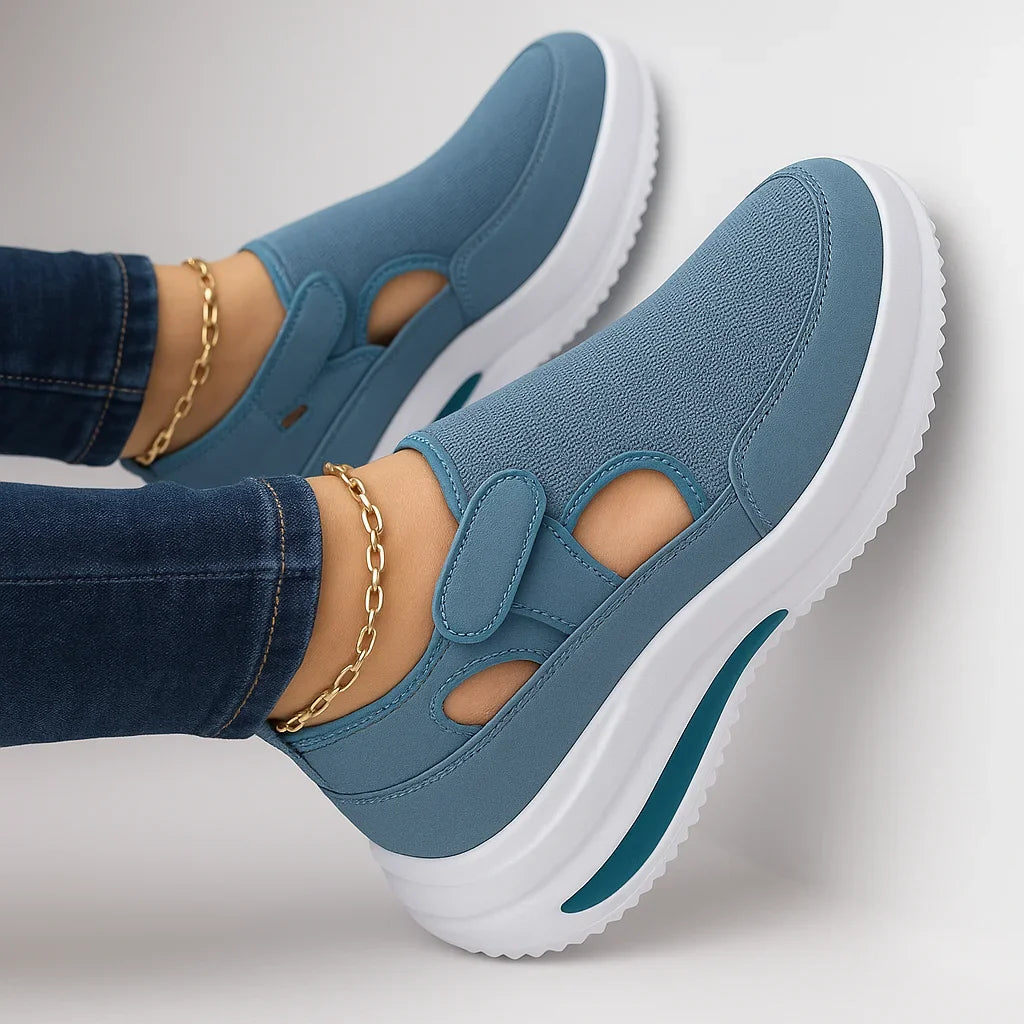 Women's Orthopedic Slip-On Walking Shoes Velcro Breathable Arch Support Casual Everyday Comfort Shoes - Lolly 