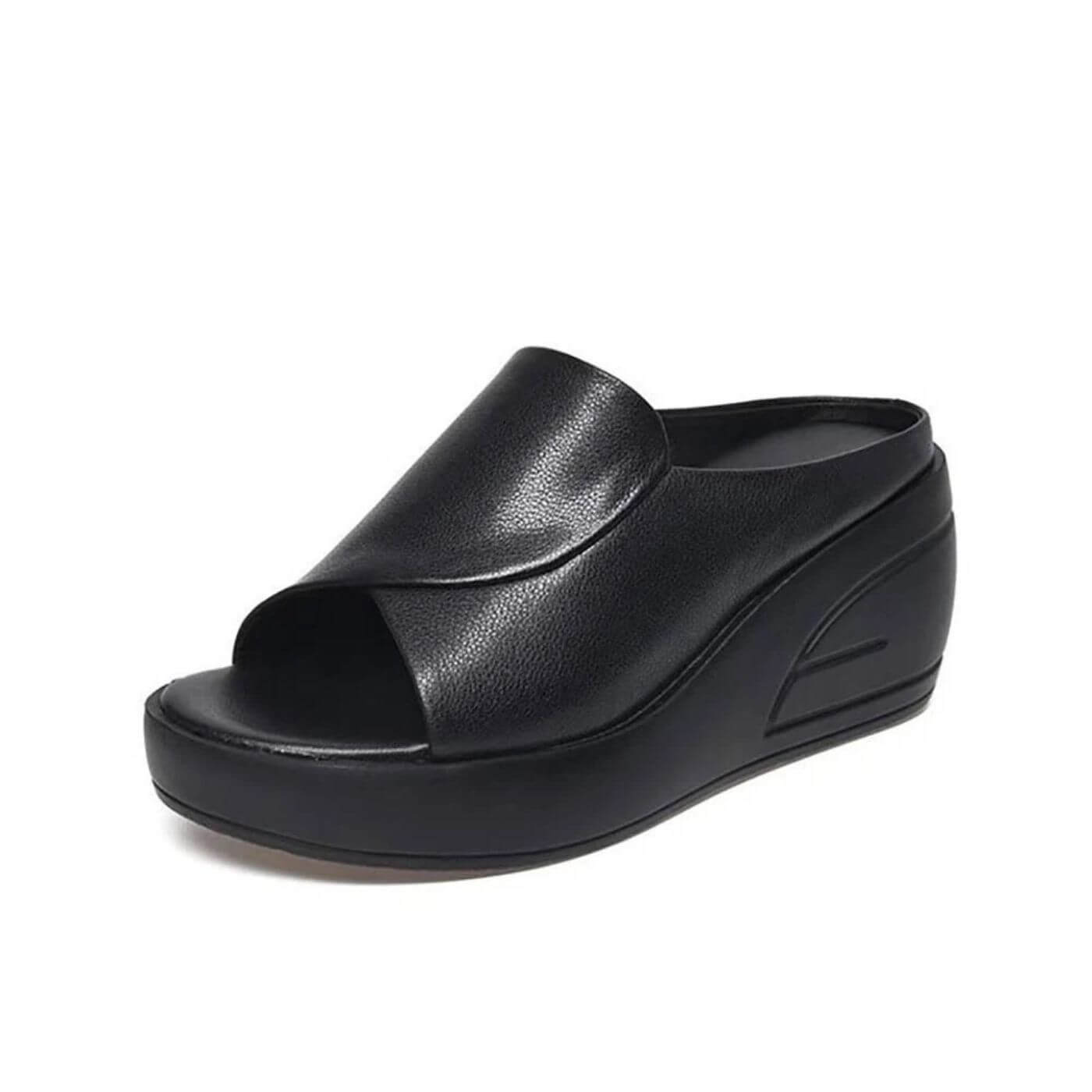 Women's Orthopedic Slip-On Wedge Sandals Cross Strap Open Toe Cushioned Arch Support Casual Summer Beach Everyday Comfortable Walking – Eliza - Lolly 