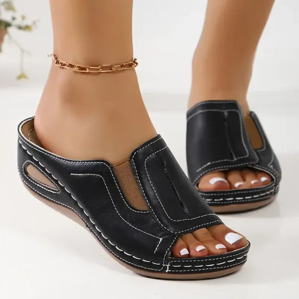 Women's Orthopedic Slip-On Wedge Slide Sandals Open Toe Arch Support Casual Summer Shoes – Camilla - Lolly 