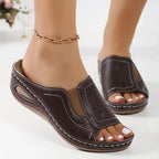 Women's Orthopedic Slip-On Wedge Slide Sandals Open Toe Arch Support Casual Summer Shoes – Camilla - Lolly 