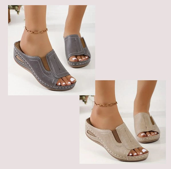 Women's Orthopedic Slip-On Wedge Slide Sandals Open Toe Arch Support Casual Summer Shoes – Camilla - Lolly 