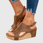 Women's Orthopedic Wedge Sandals Cushioned Insole Adjustable Buckle All-Day Comfort – Adela - Lolly 
