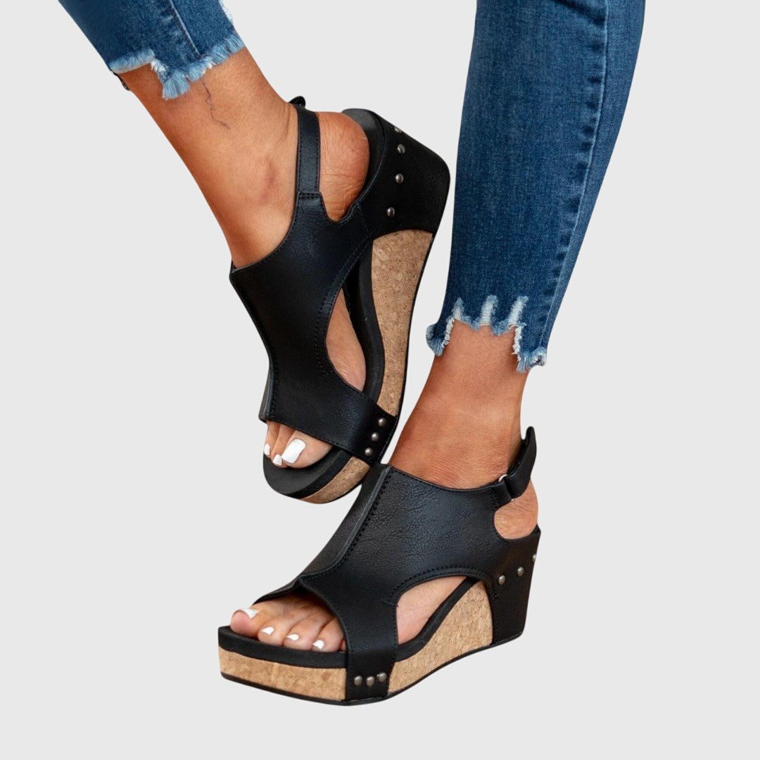 Women's Orthopedic Wedge Sandals Cushioned Insole Adjustable Buckle All-Day Comfort – Adela - Lolly 