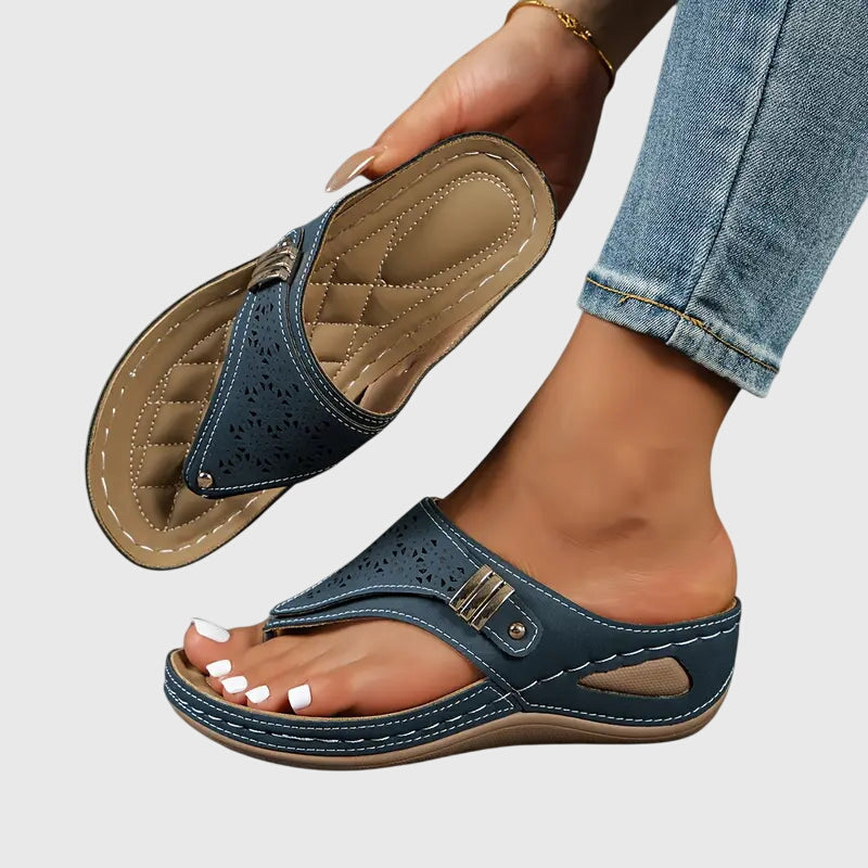 Women's Orthopedic Wedge Sandals Ergonomic Arch Support Shock-Absorbing Slip-On – Kaylie - Lolly 