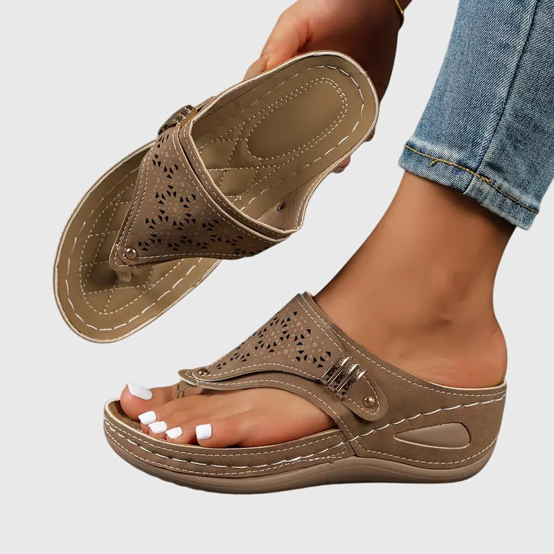 Women's Orthopedic Wedge Sandals Ergonomic Arch Support Shock-Absorbing Slip-On – Kaylie - Lolly 