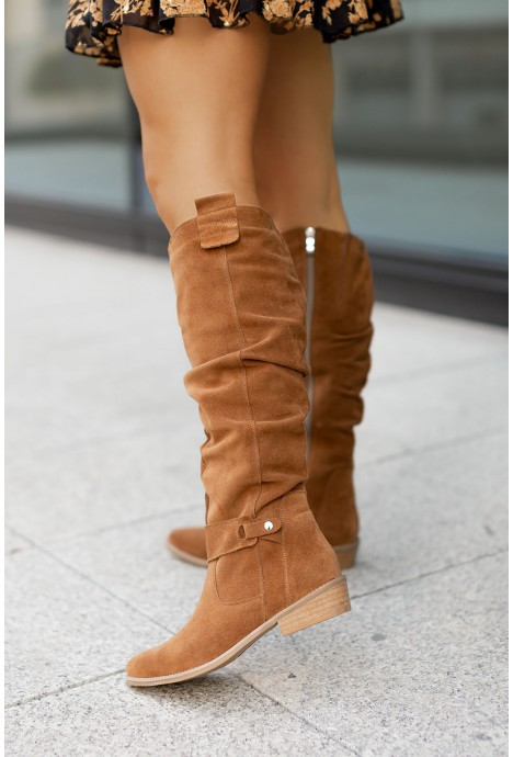 Women's Over-the-Knee Slouch Boots Side Zip Block Heel Casual Winter - Lolly 