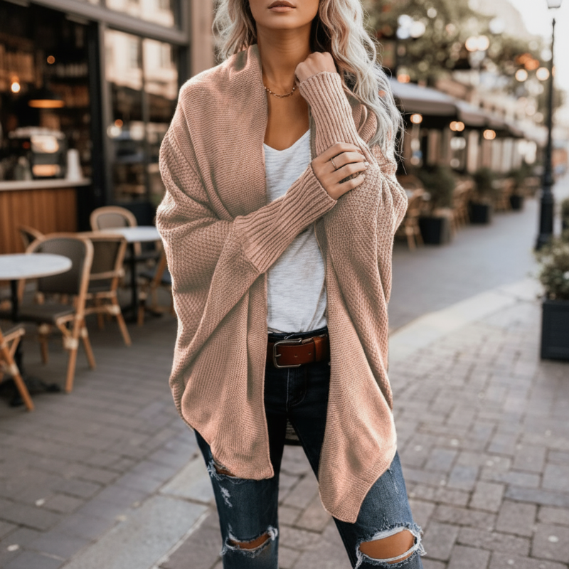 Women's Oversized Batwing Knitted Cardigan Open Front Boho Casual Everyday Sweater Outerwear – Mult - Lolly 
