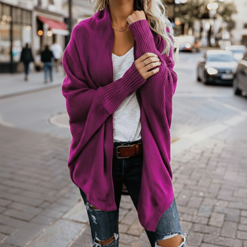 Women's Oversized Batwing Knitted Cardigan Open Front Boho Casual Everyday Sweater Outerwear – Mult - Lolly 